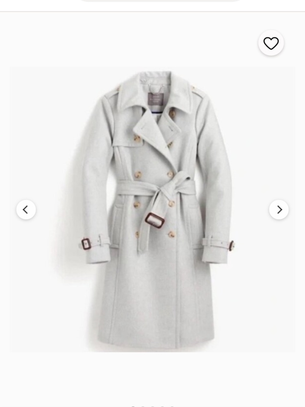 J.Crew Italian Wool Cashmere Icon Trench Coat